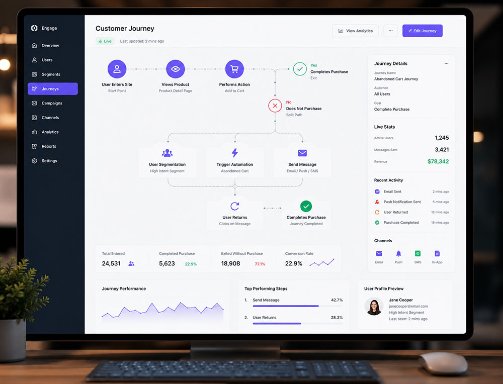 فرآیند اتوماسیون بازاریابی و مسیر تعامل کاربر با WebEngage